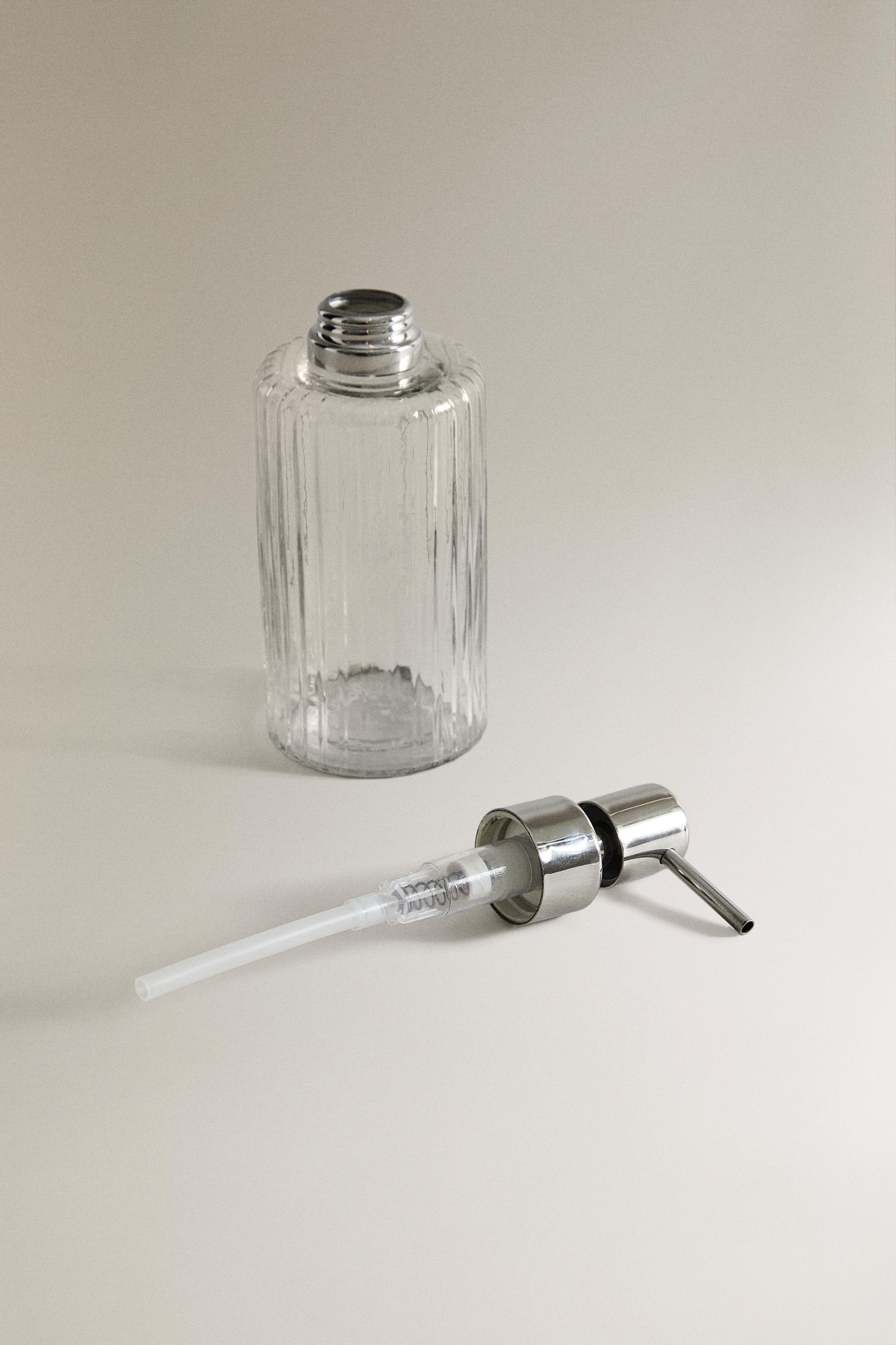 RAISED GLASS AND METAL SOAP DISPENSER